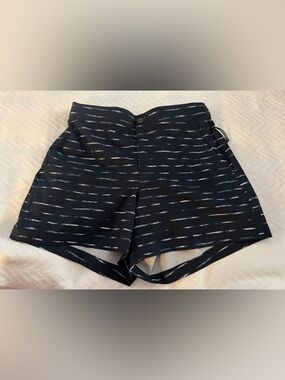 VRST Men's Navy Blue Athletic Shorts with White Dash Print